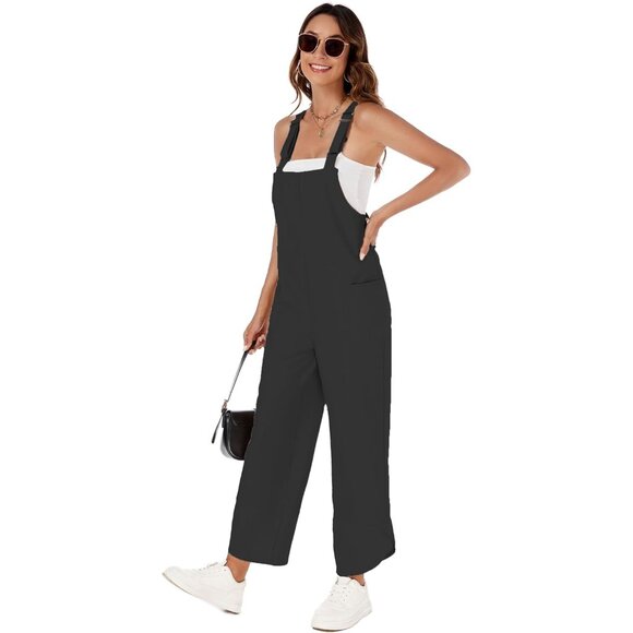 JUMPSUITS Romper Suits Wide Leg Pants-Black - Picture 5 of 5